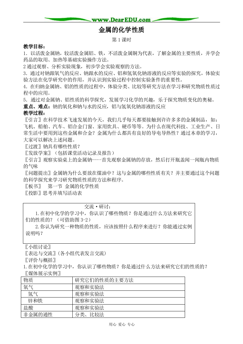 上科版高三化学金属的化学性质2