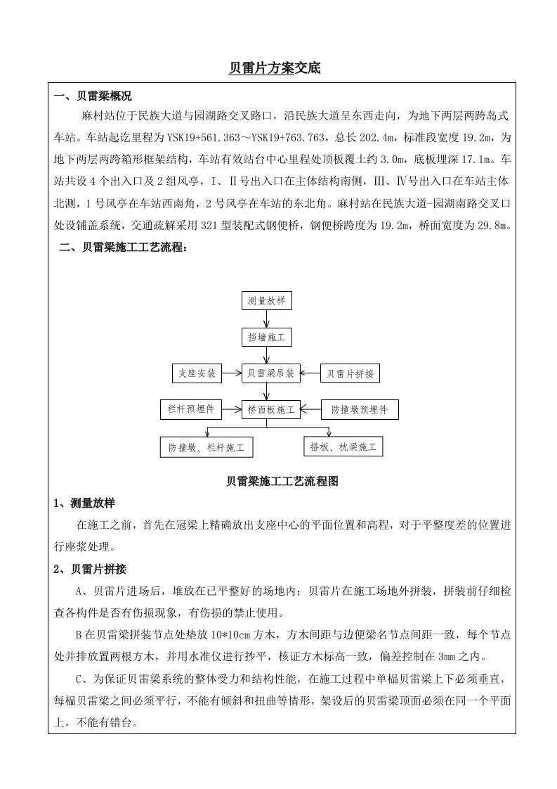 贝雷片方案交底