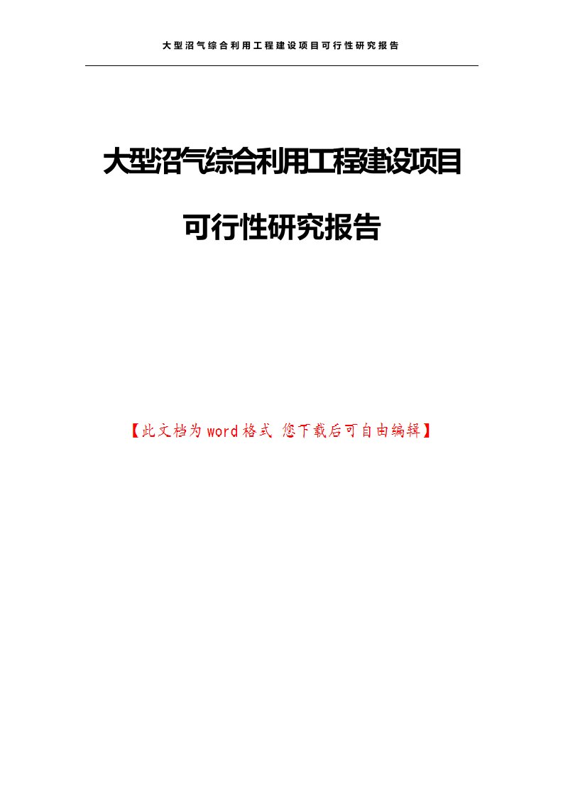 大型沼气综合利用工程建设项目可行性研究报告