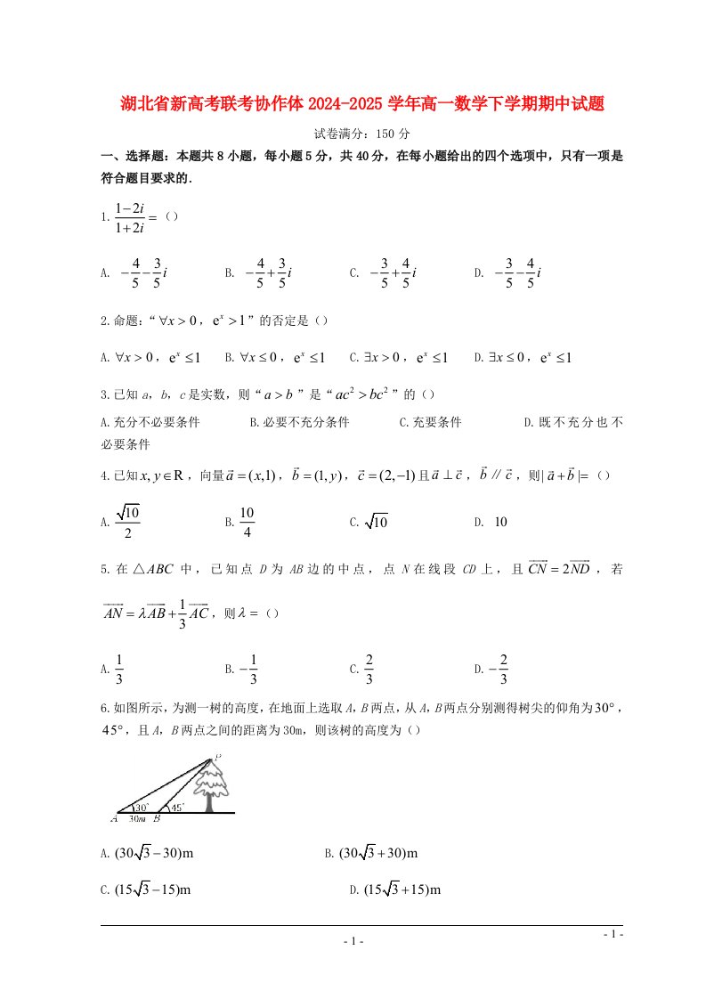 湖北省新高考联考协作体2024