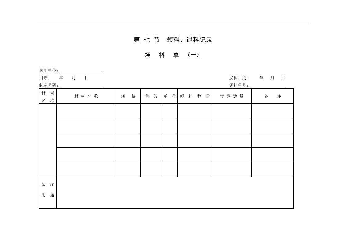 【管理精品】领料单(一)