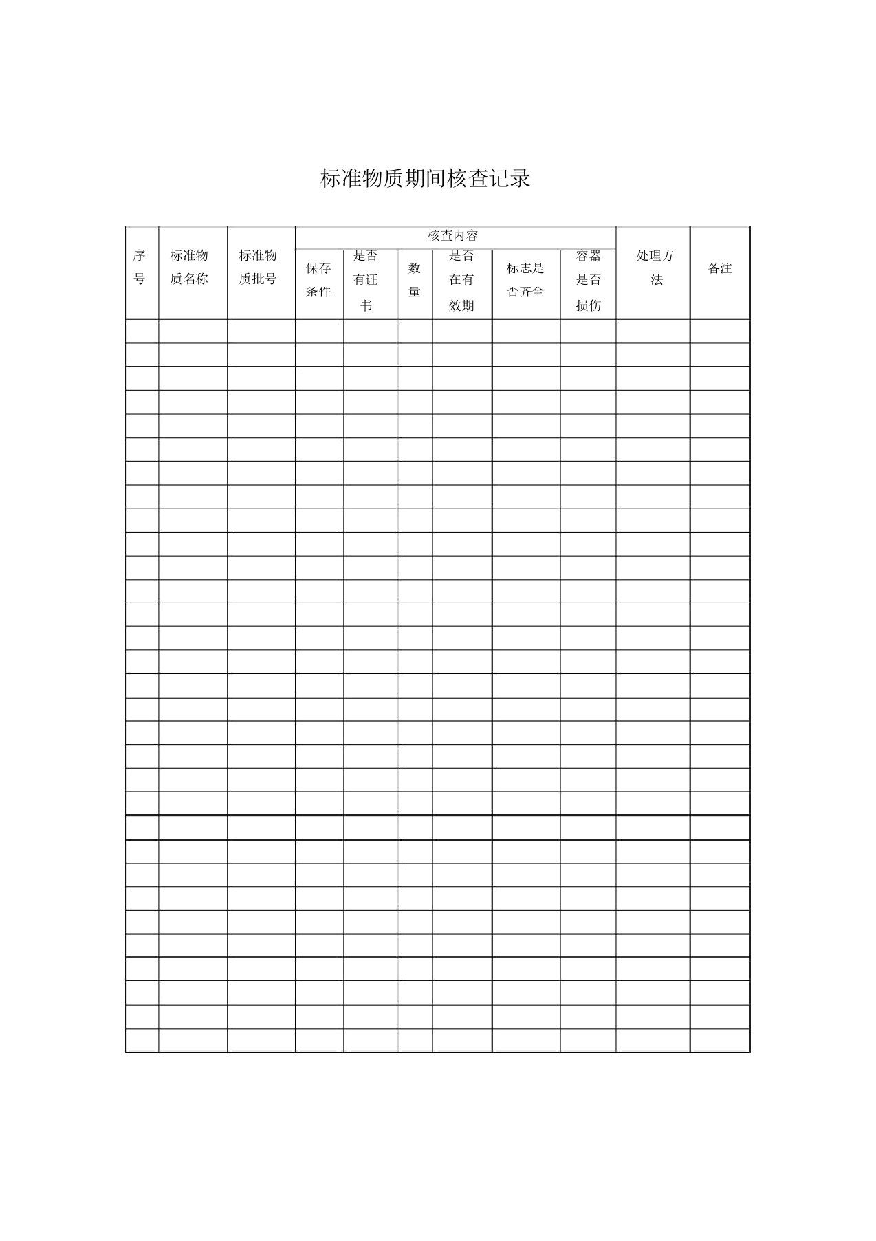 标准物质期间核查记录