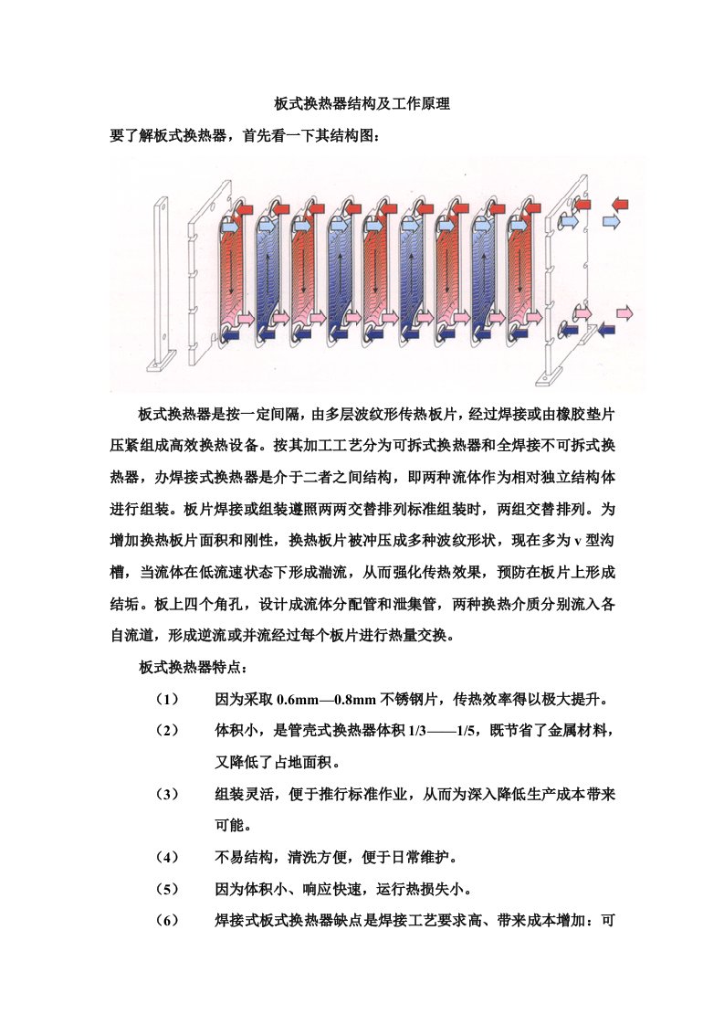 板式换热器结构及工作原理模板