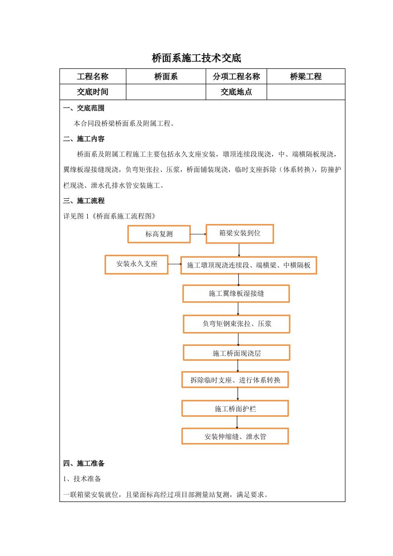 桥面系施工技术交底