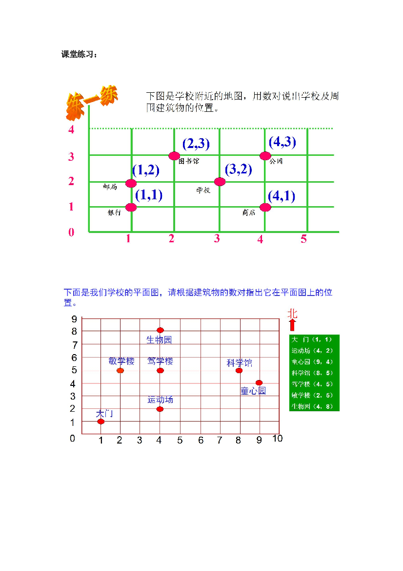 小学数学北师大四年级广东梅州兴宁市第一小学何海霞优质课《确定位置》评测练习