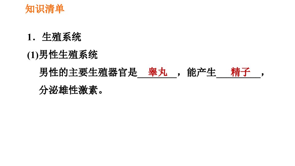 人教版七年级下册生物第1章4.1.2人的生殖习题课件