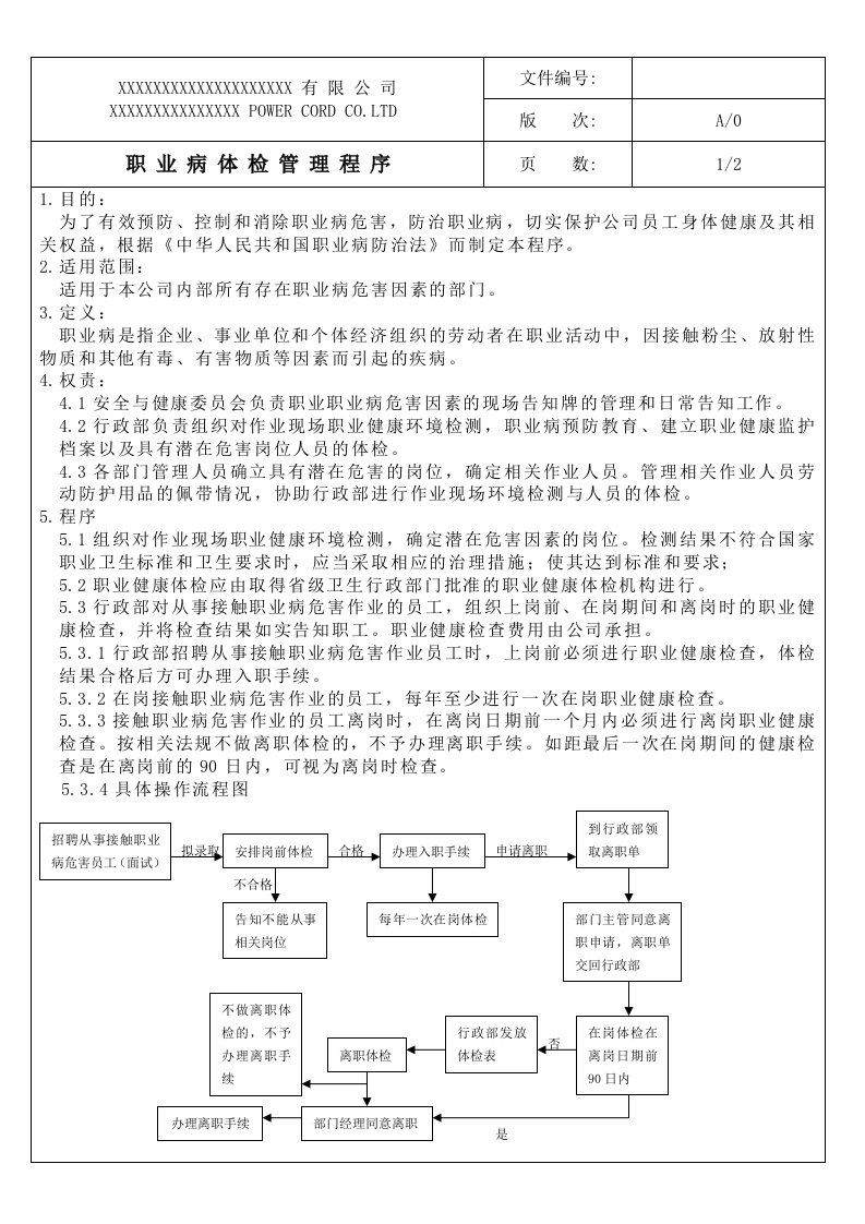 职业病体检管理程序