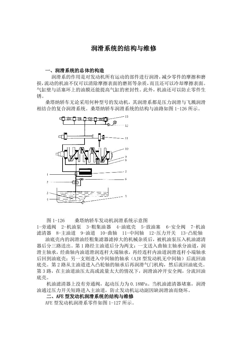 桑塔纳维修手册之润滑系统的结构与维修（doc