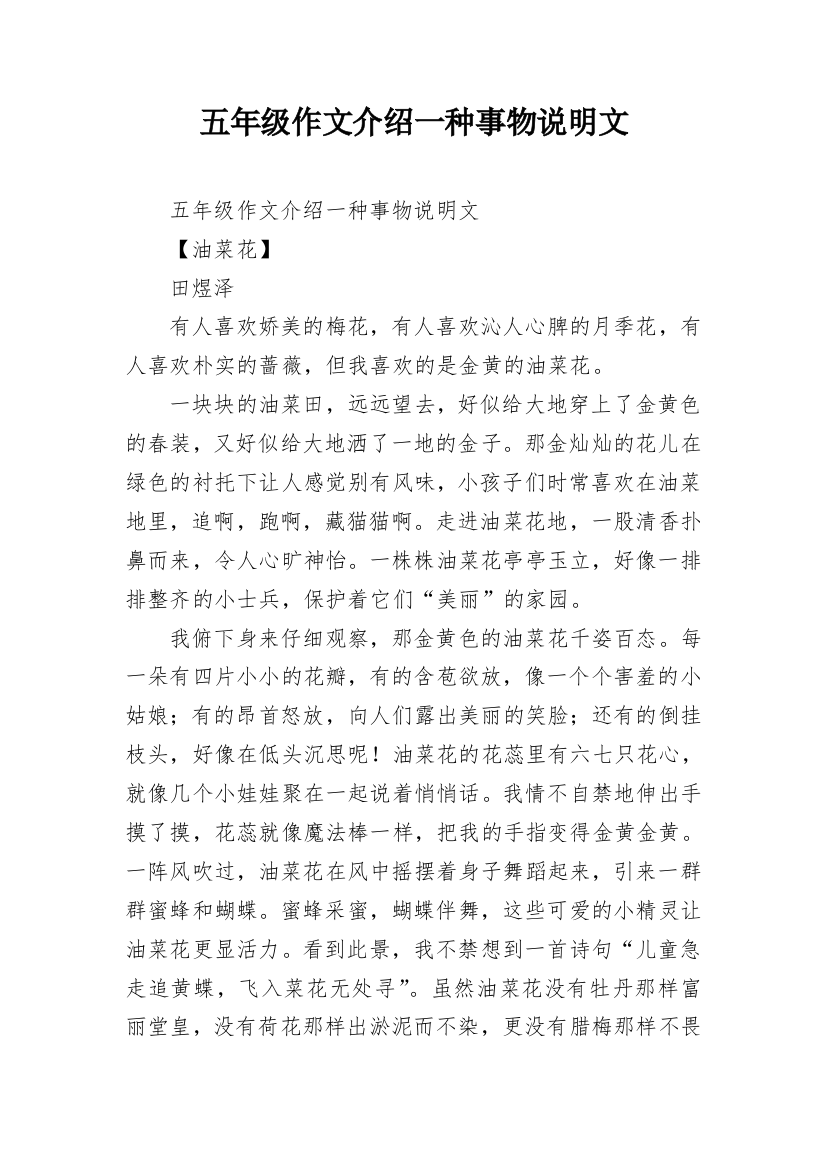 五年级作文介绍一种事物说明文_1