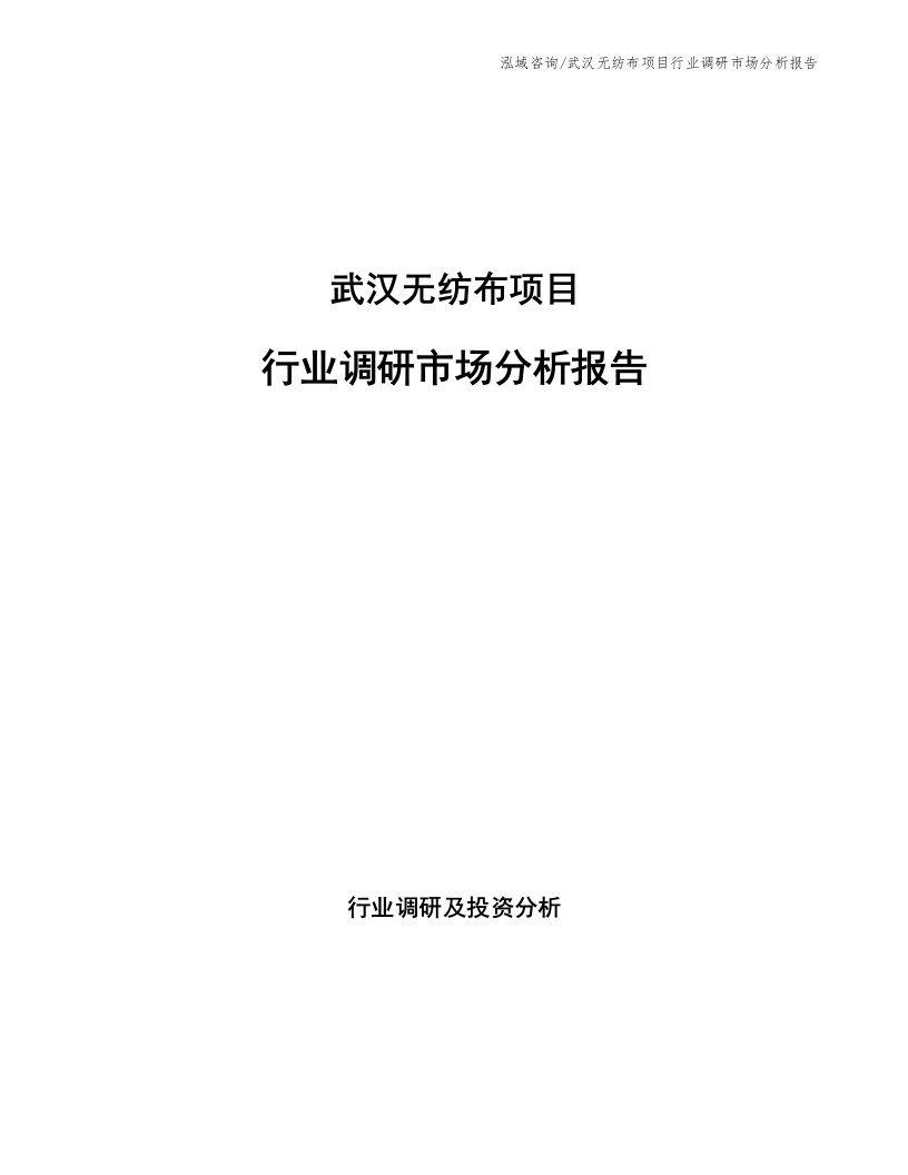 武汉无纺布项目行业调研市场分析报告