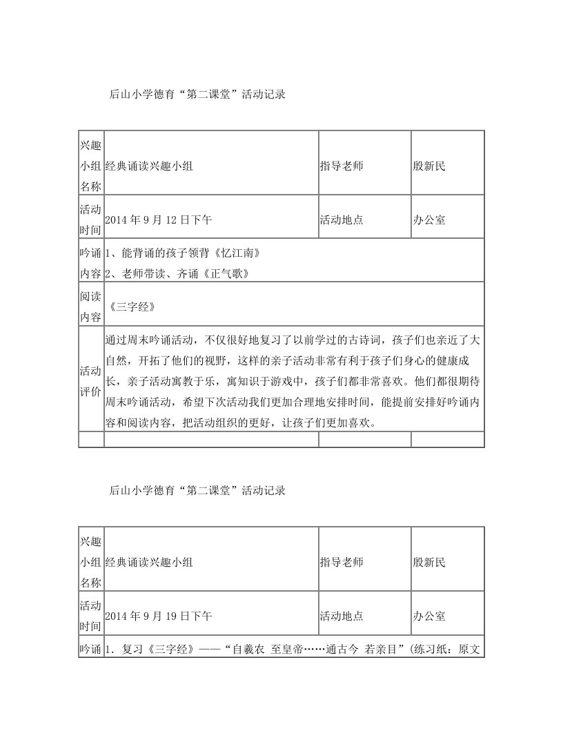 德育第二课堂活动记录