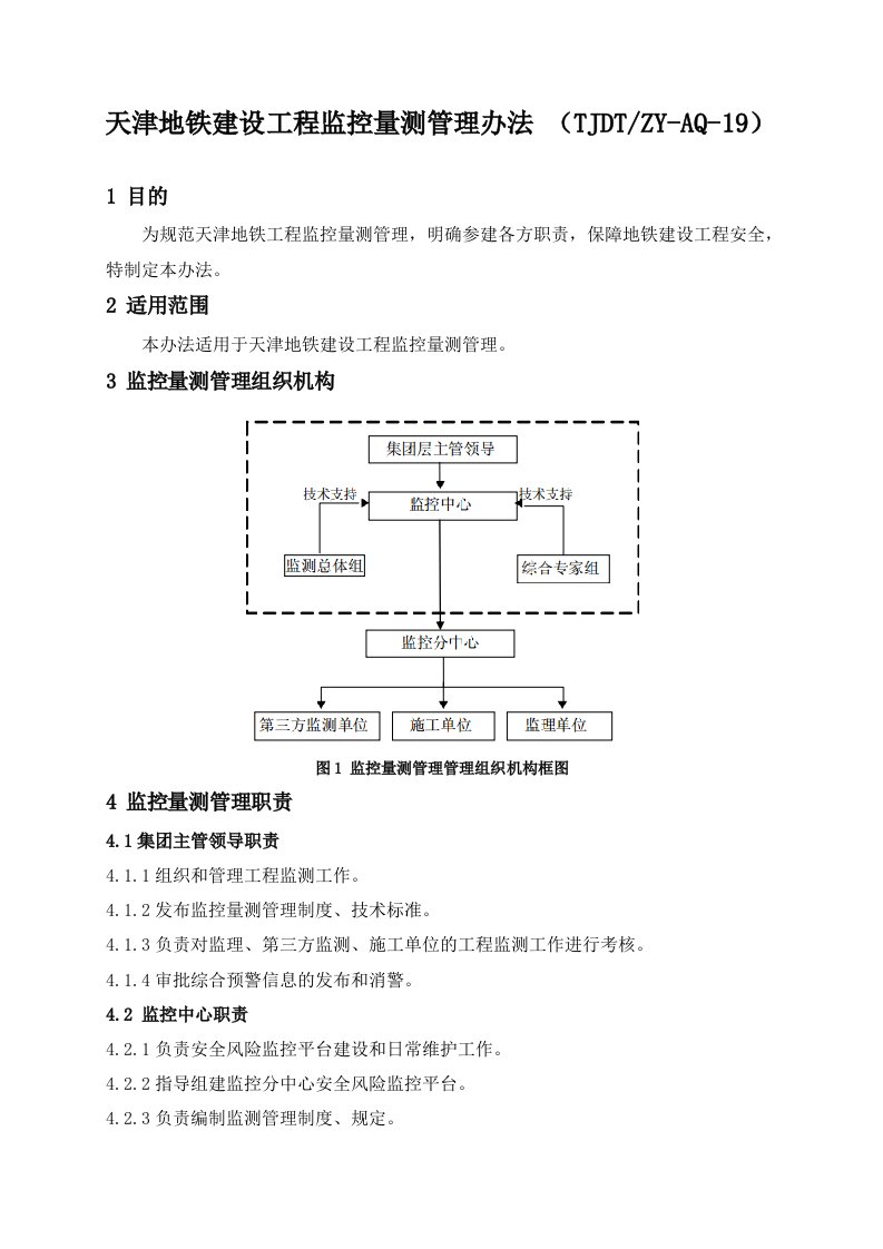 天津地铁建设工程监控量测管理办法