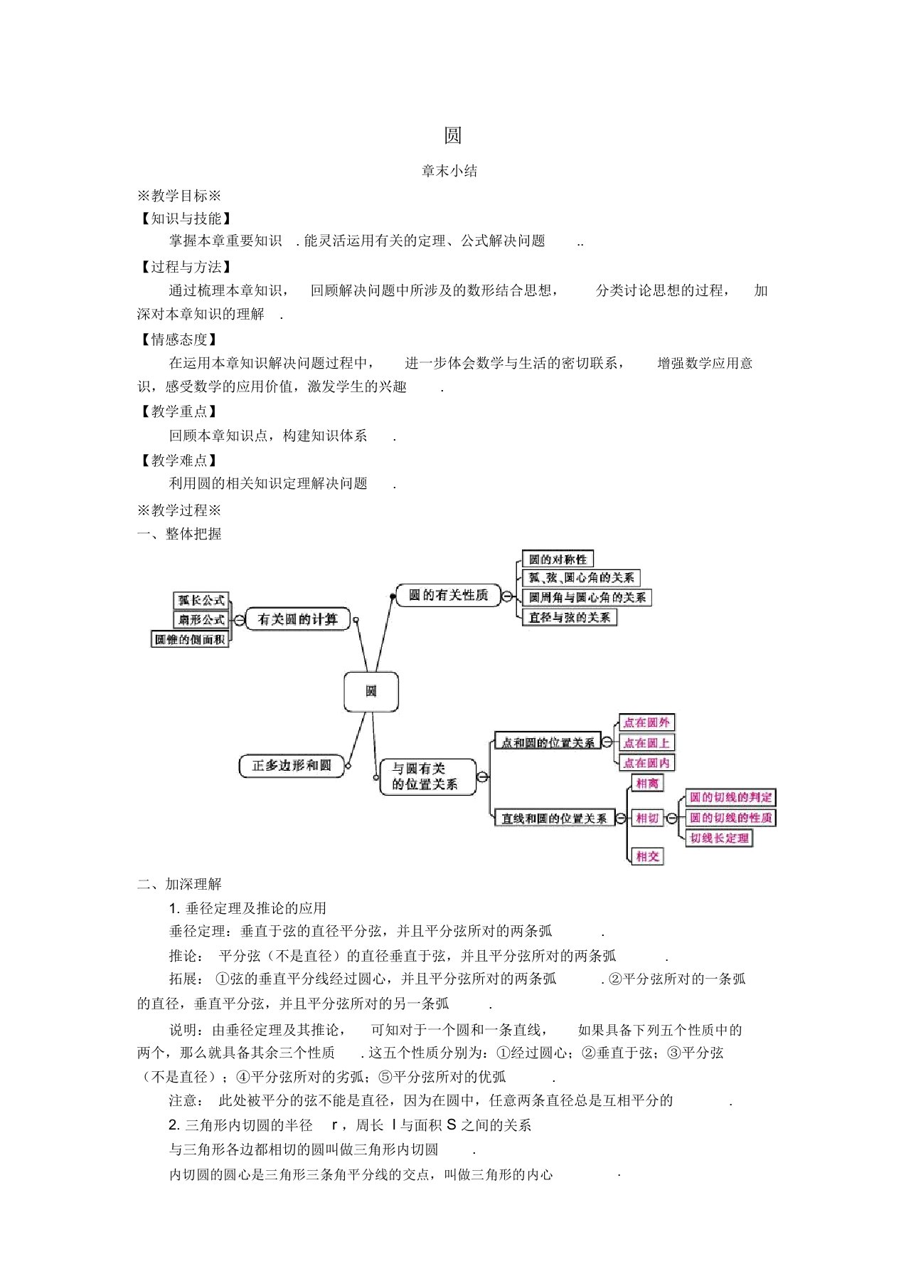 20182019学年九年级数学上册圆章末小结教案新版新人教版