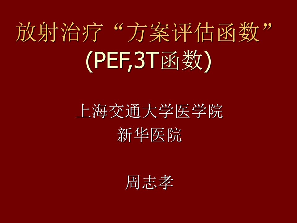 放射治疗方案评估函数PPT演示