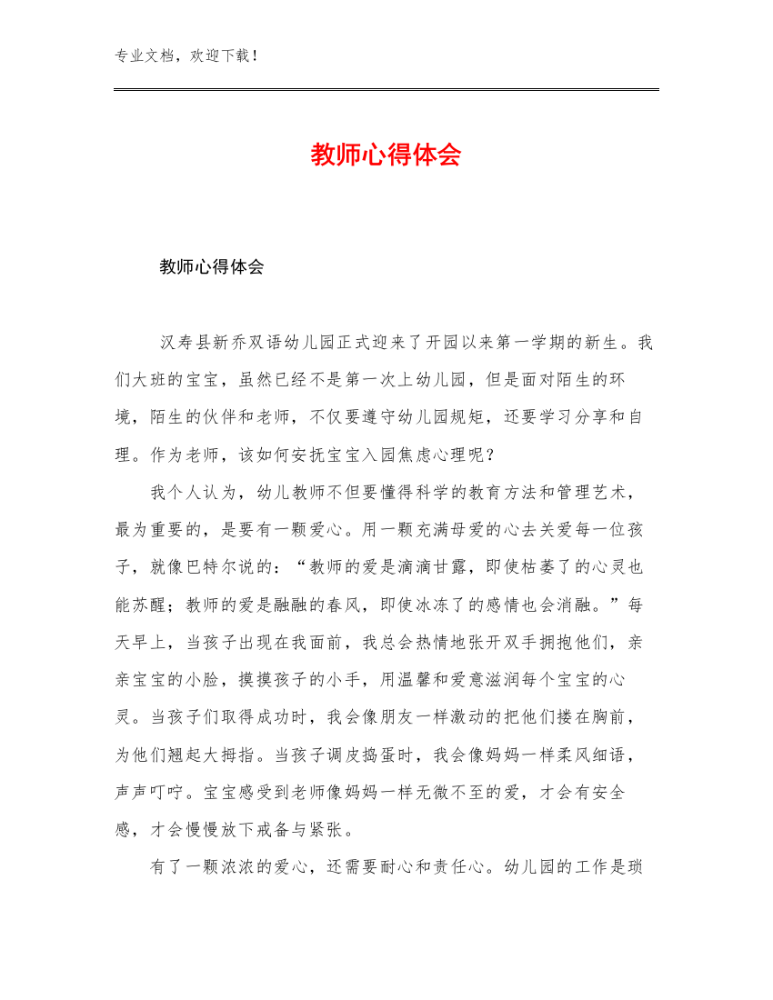 2023教师心得体会优选范文8篇合辑