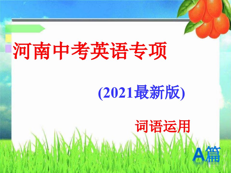 2021年河南省中考词语运用解题技巧ppt课件