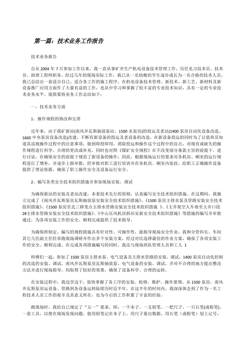 技术业务工作报告[修改版]