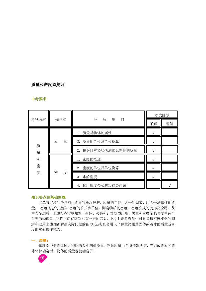 质量和密度总温习