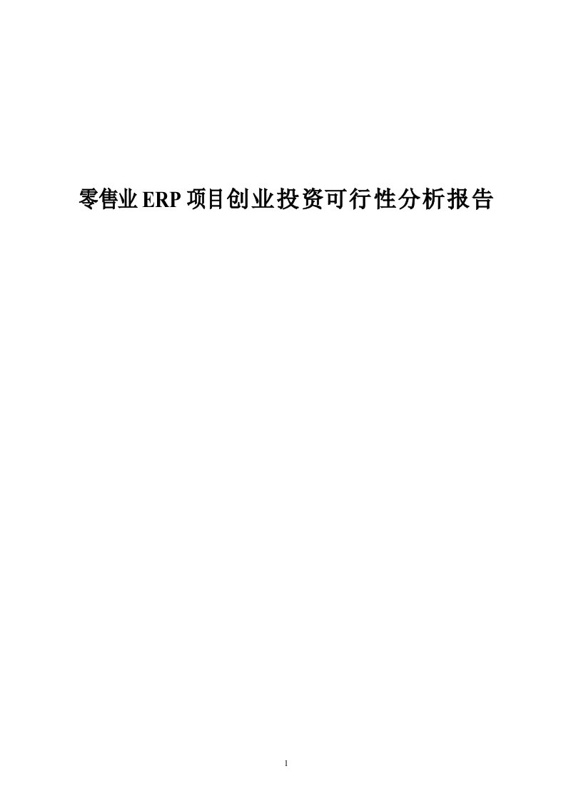 【经管类】零售业ERP项目创业投资可行性分析报告