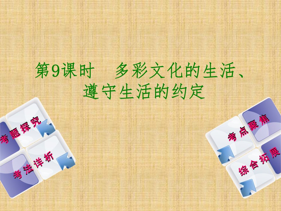 北京市中考政治初中八年级第九课时多彩文化的生活遵守生活的约定教材复习名师优质课件人民版