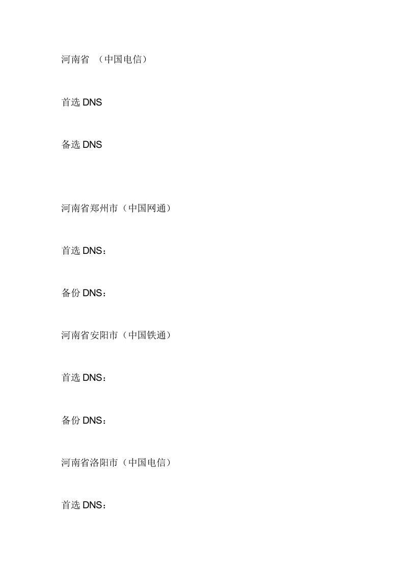 全国电信网通DNS