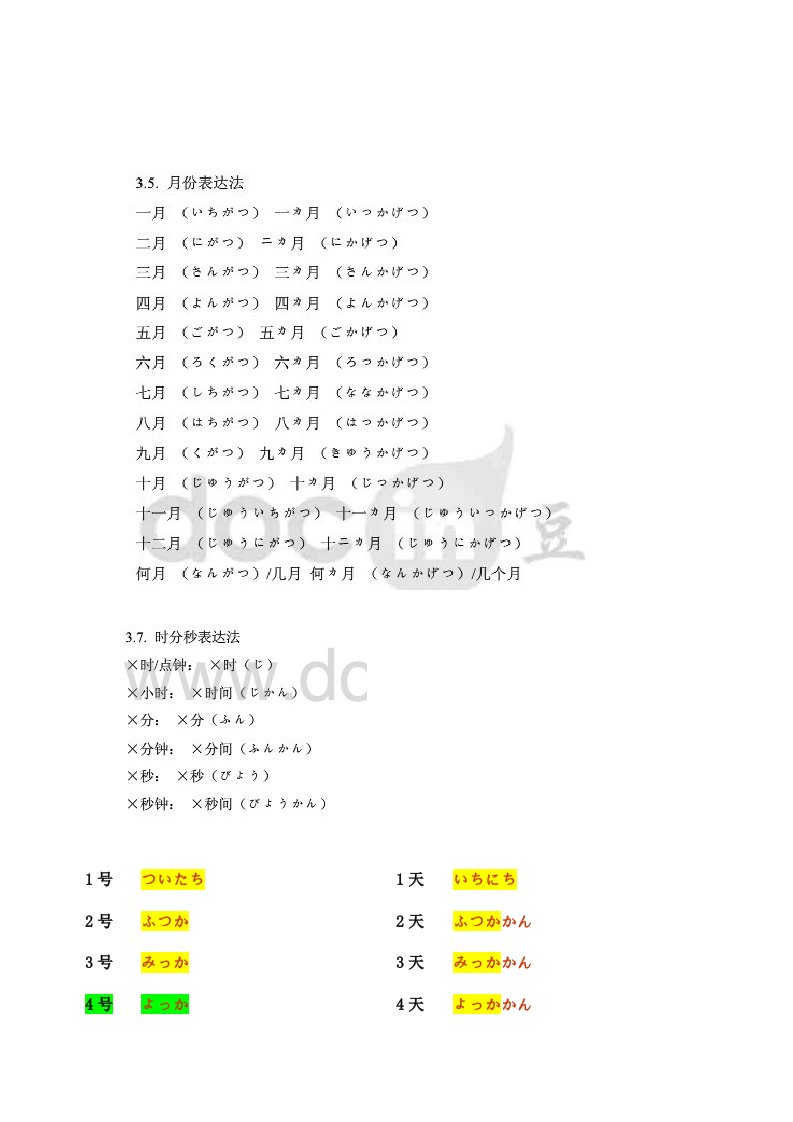 [日语]月份、日期的读法总结