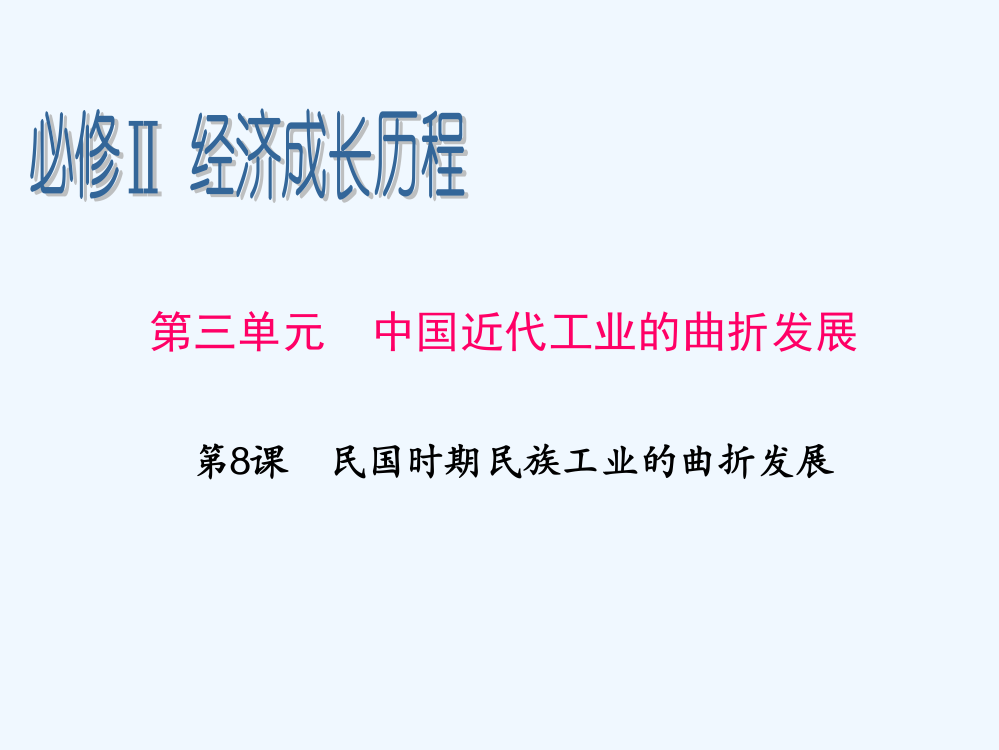 高三历史一轮辅导复习课件：3.8民国时期民族工业的曲折发展（岳麓必修2）