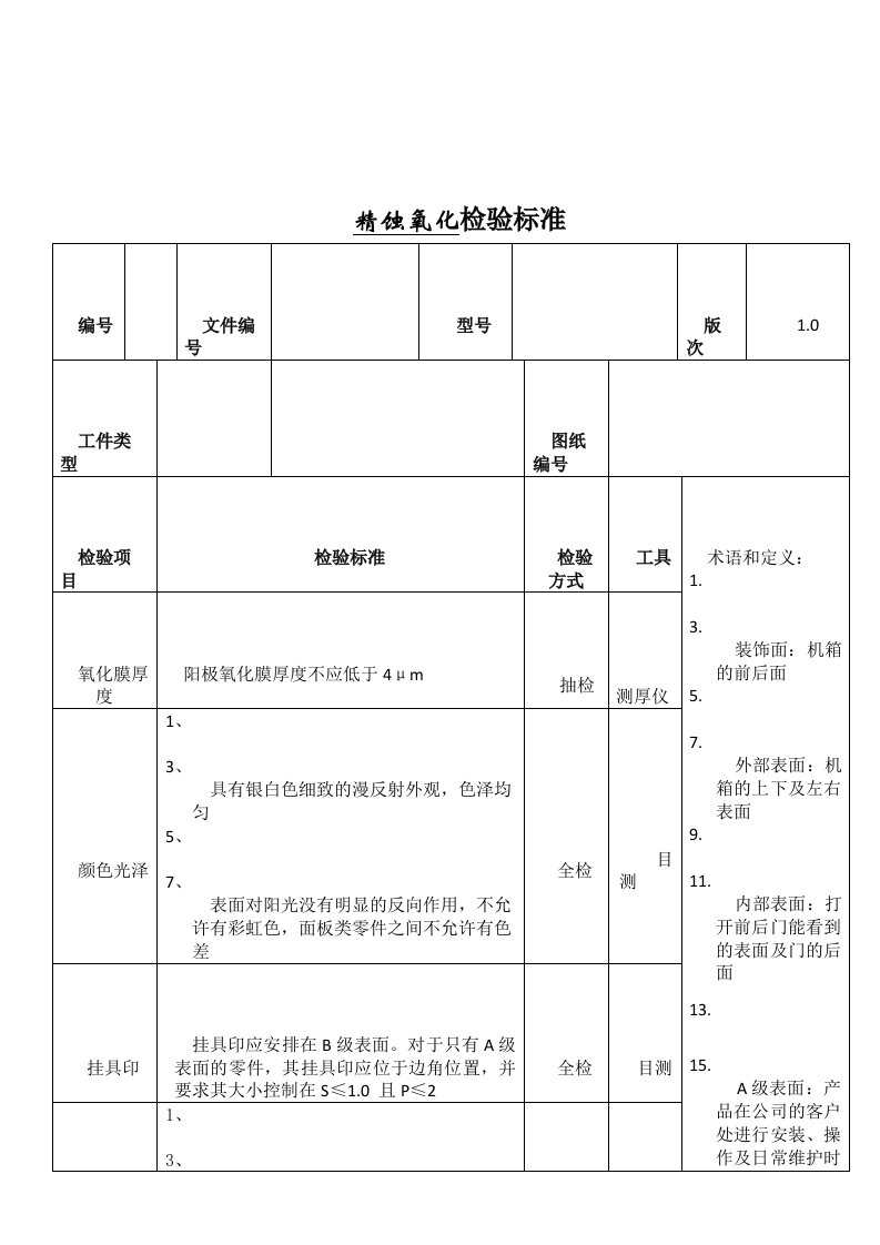 表面处理检验作业指导书