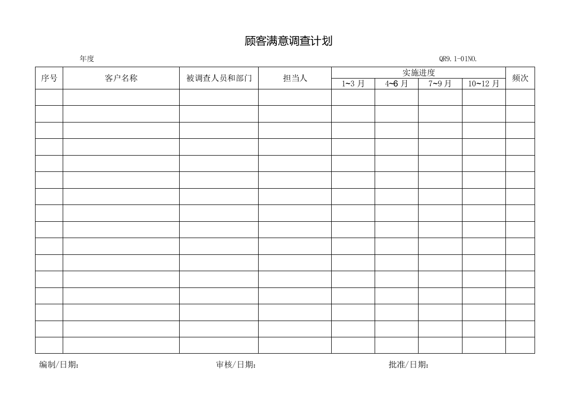 顾客满意度调查计划