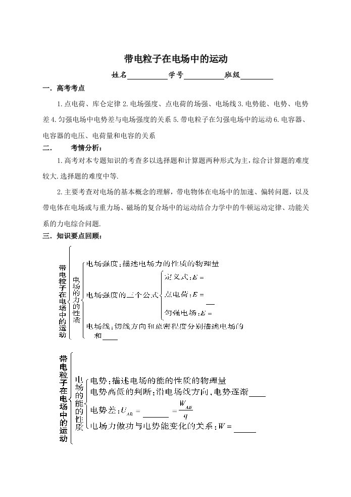 带电粒子在电场中的运动