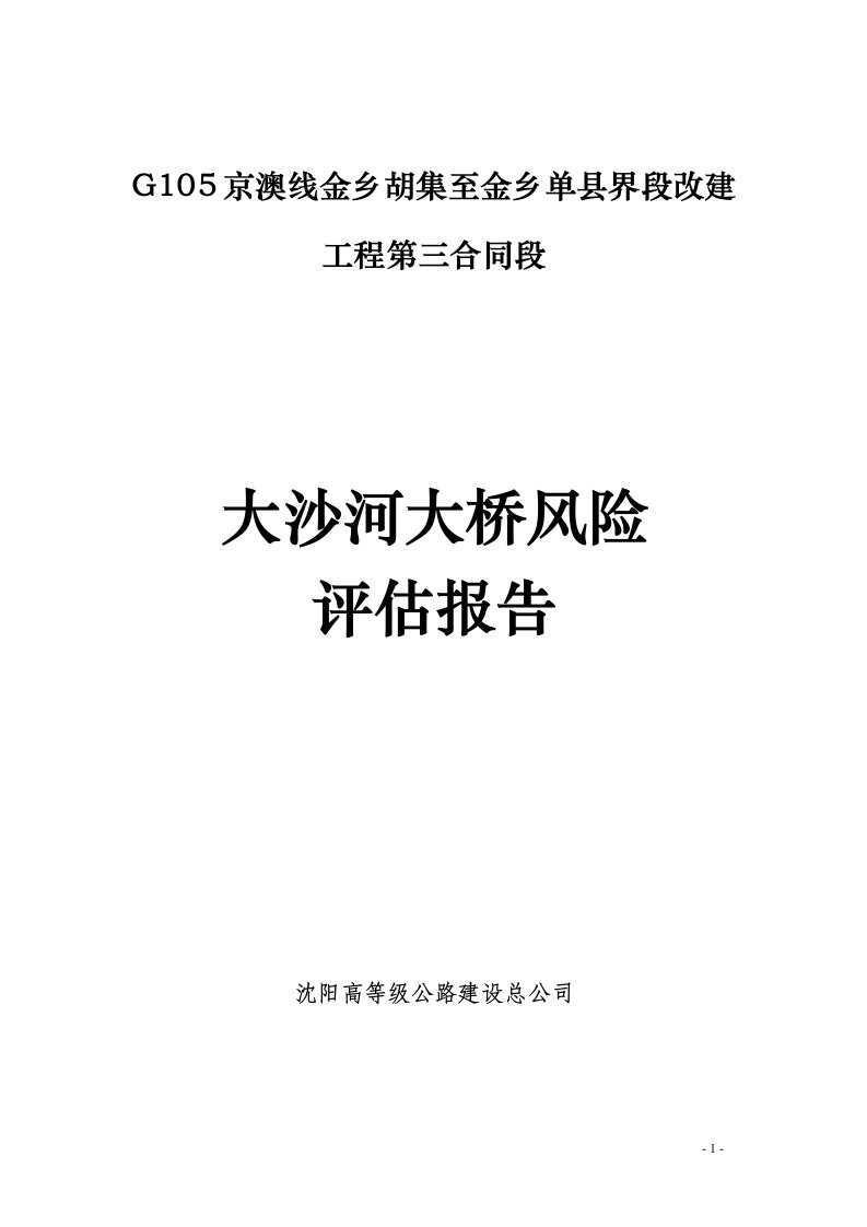 大沙河大桥安全风险评估报告