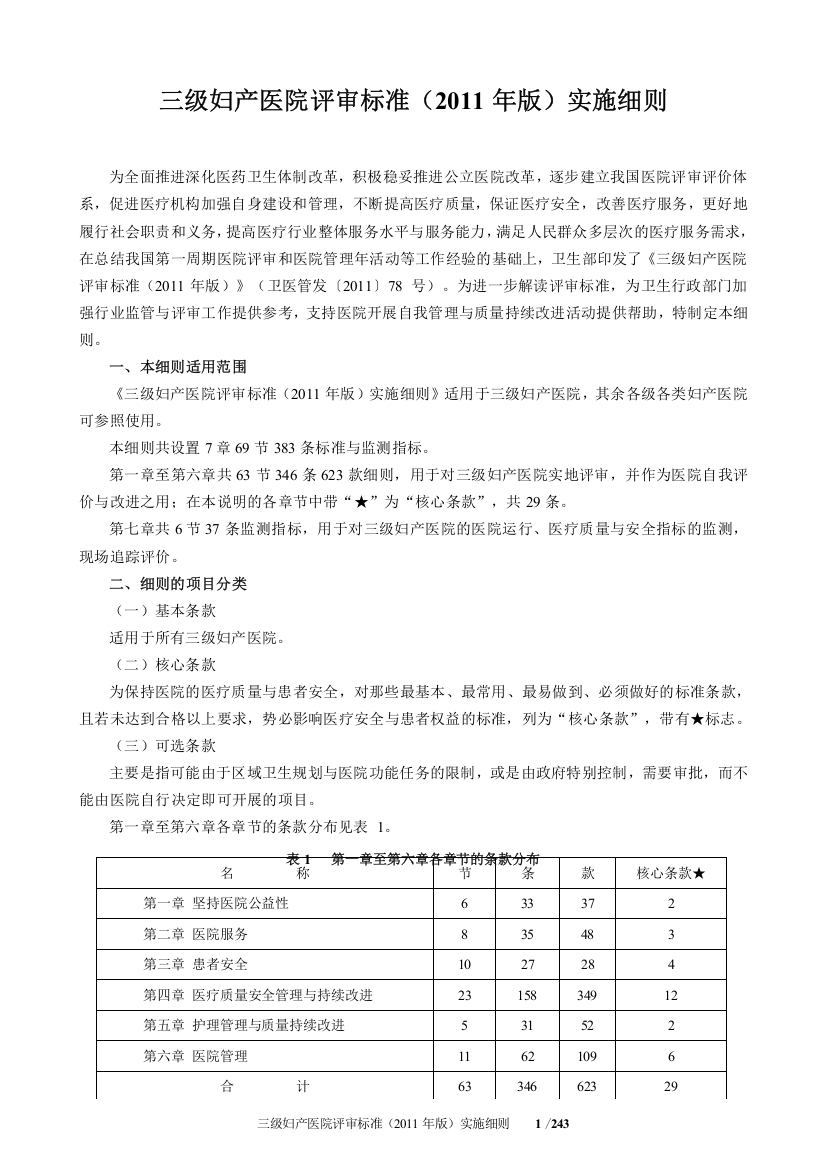 妇产医院评审标准实施细则