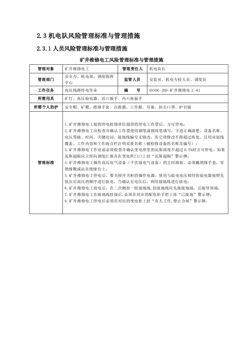 机运队风险管理标准及管理措施