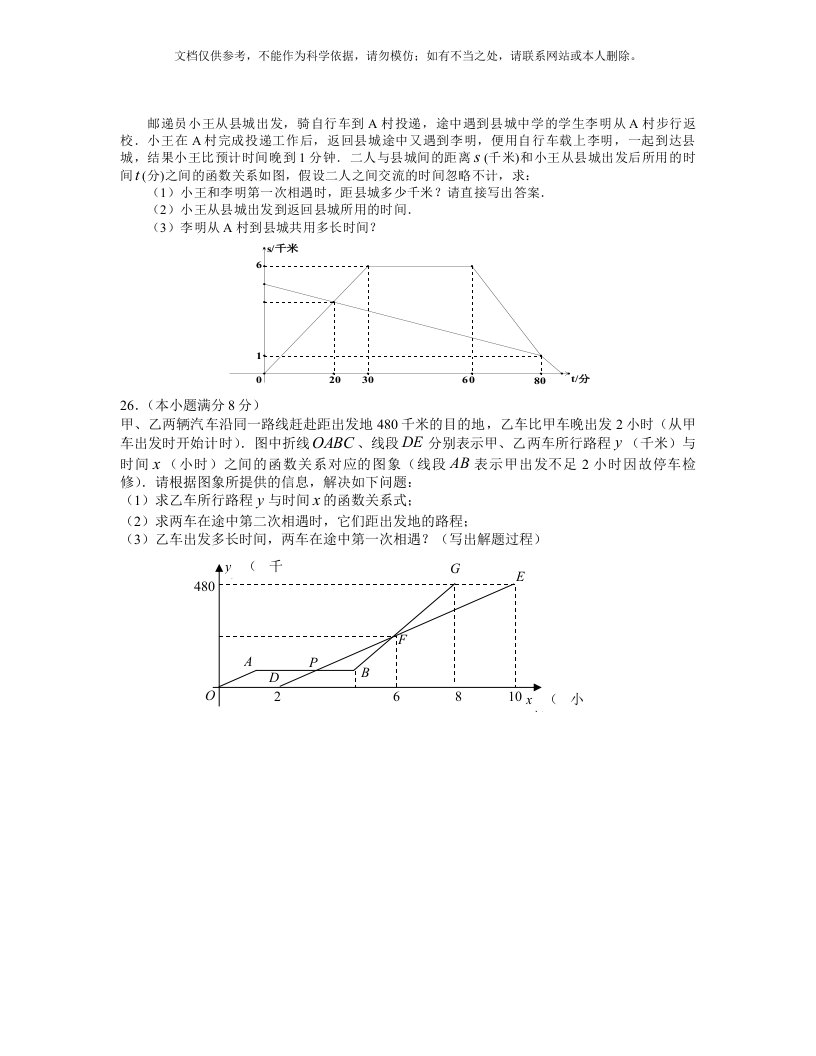 一次函数精选20题(附答案)