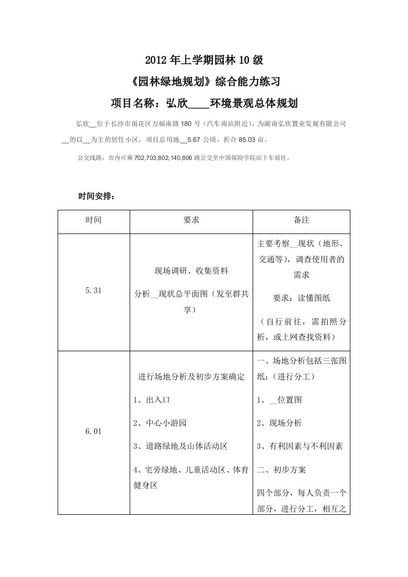 《园林绿地规划》综合练习