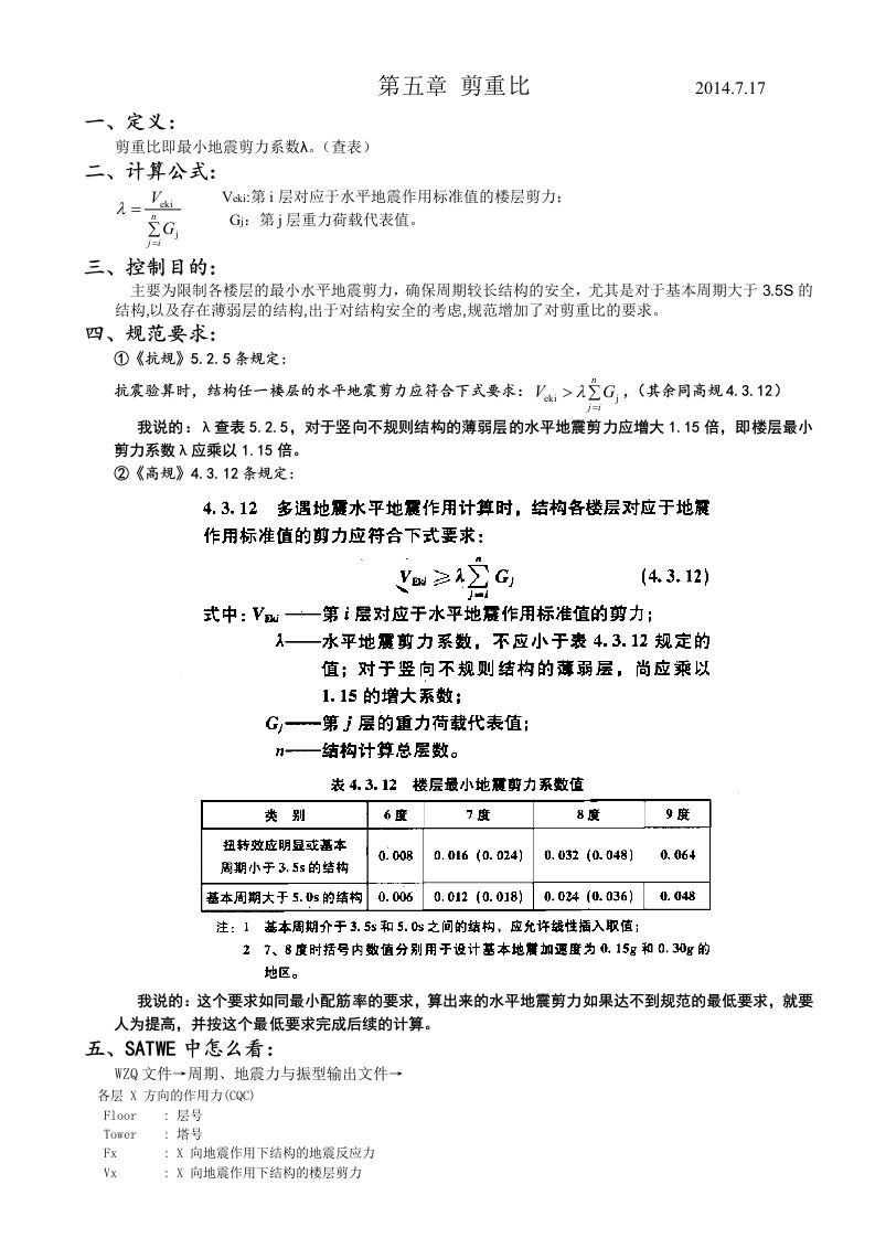 结构设计之剪重比详解