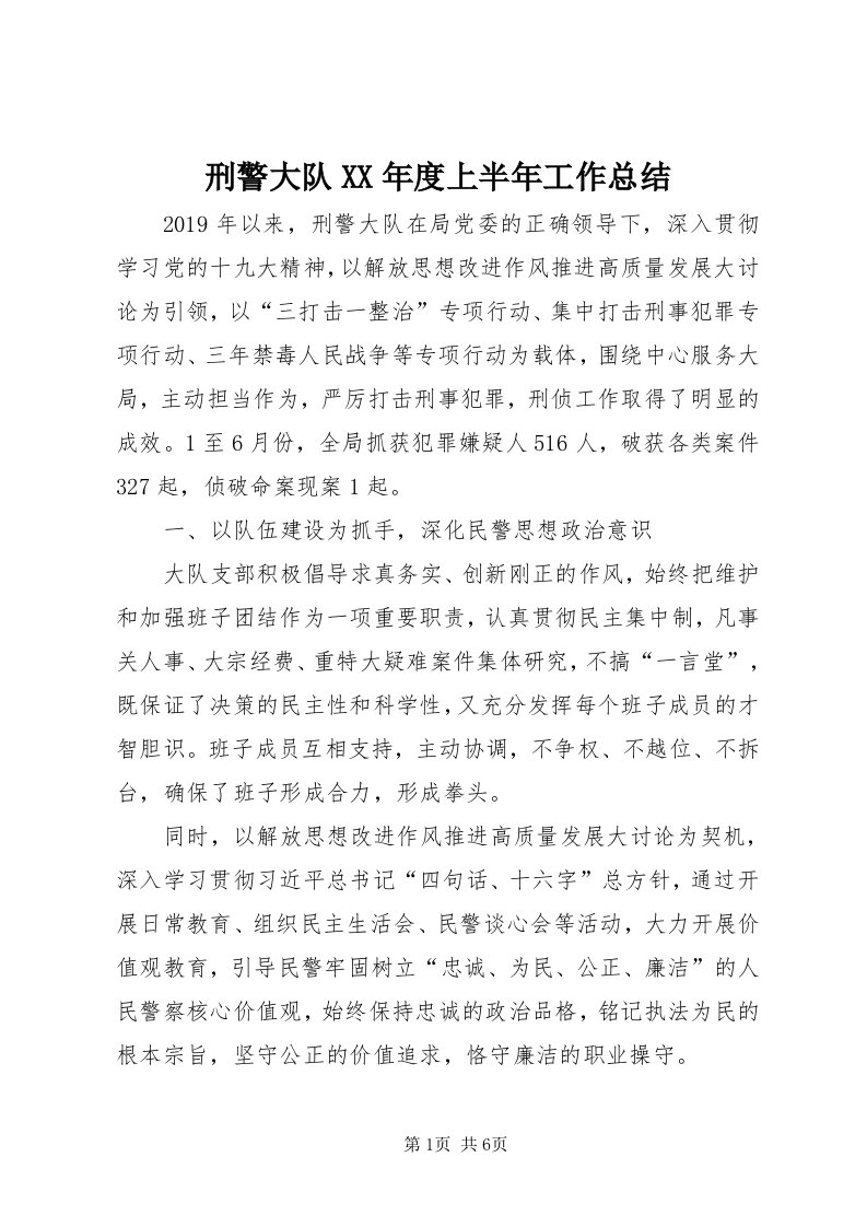 7刑警大队某年度上半年工作总结