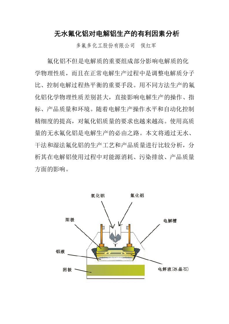 生产管理--无水氟化铝对电解铝生产的有利因素分析