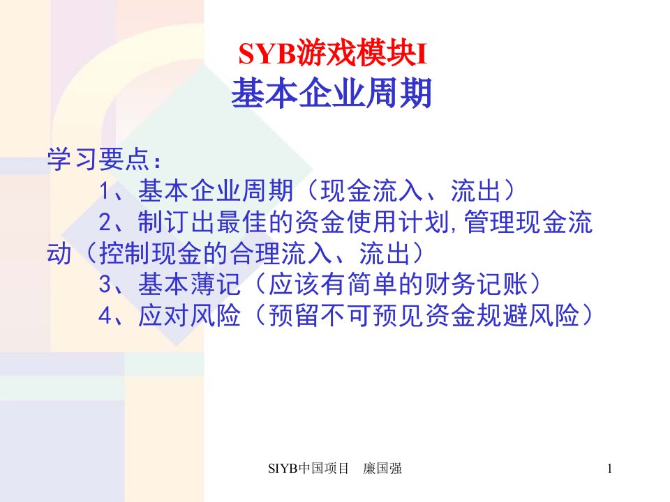 syb创业培训游戏模块1教程