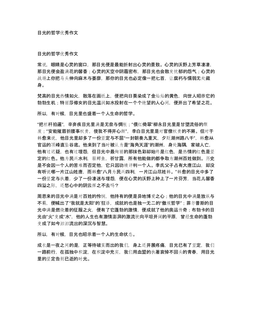 目光的哲学优秀作文