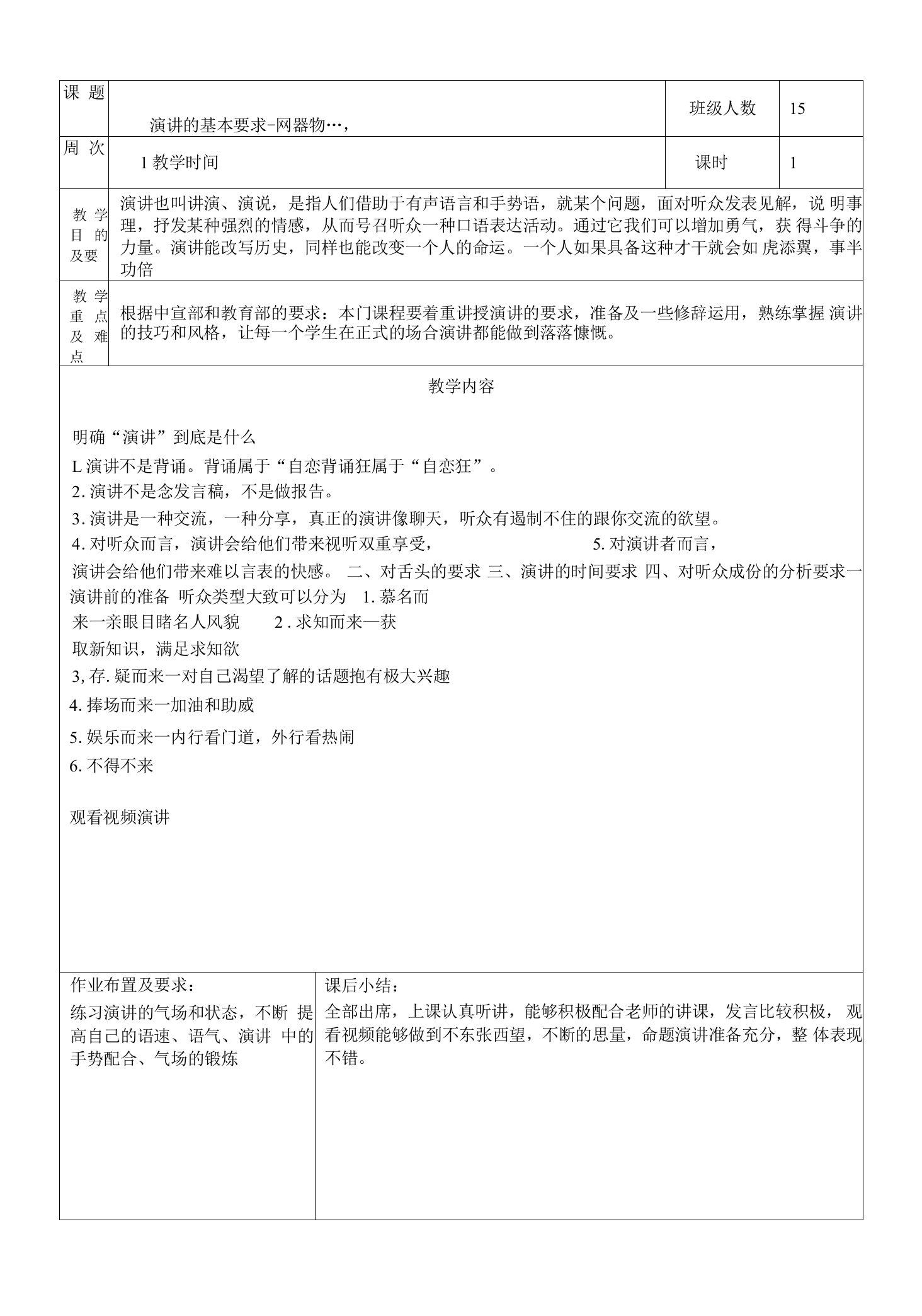 演讲与口才教案