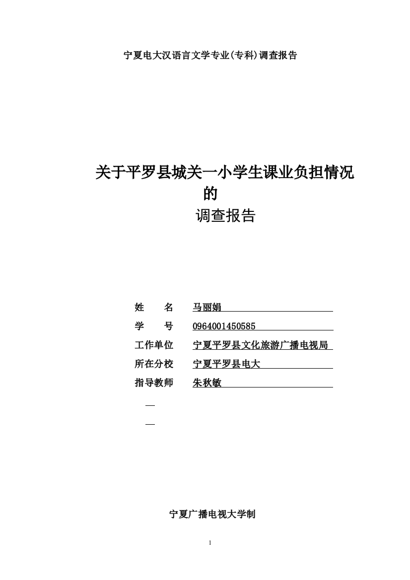 小学生课业负担情况调查报告[1]