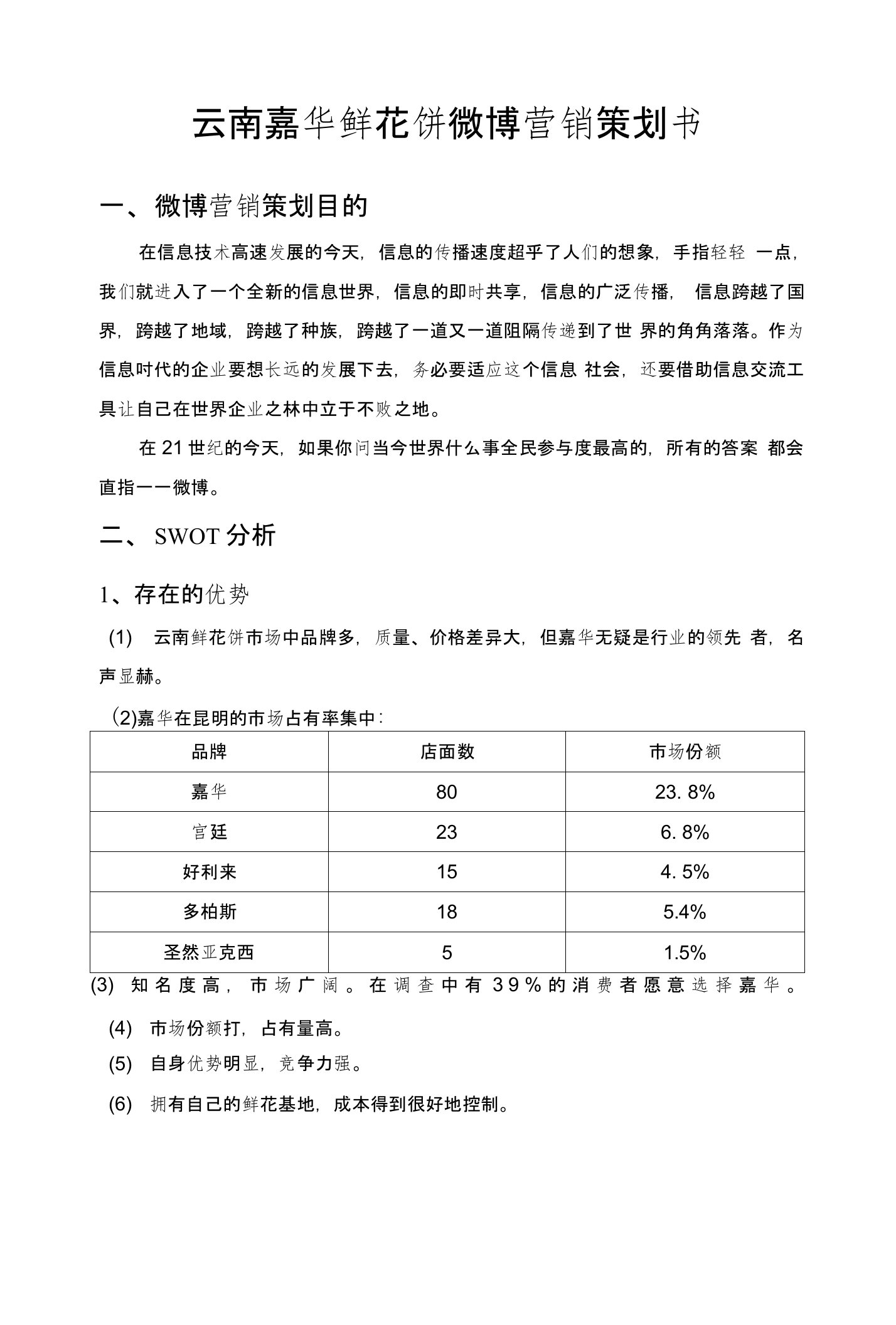 云南嘉华鲜花饼微博营销策划书