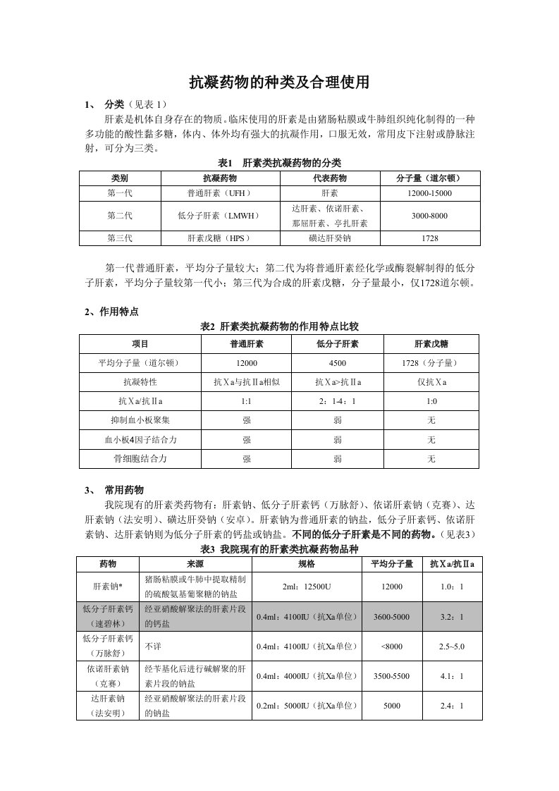 肝素类抗凝药物