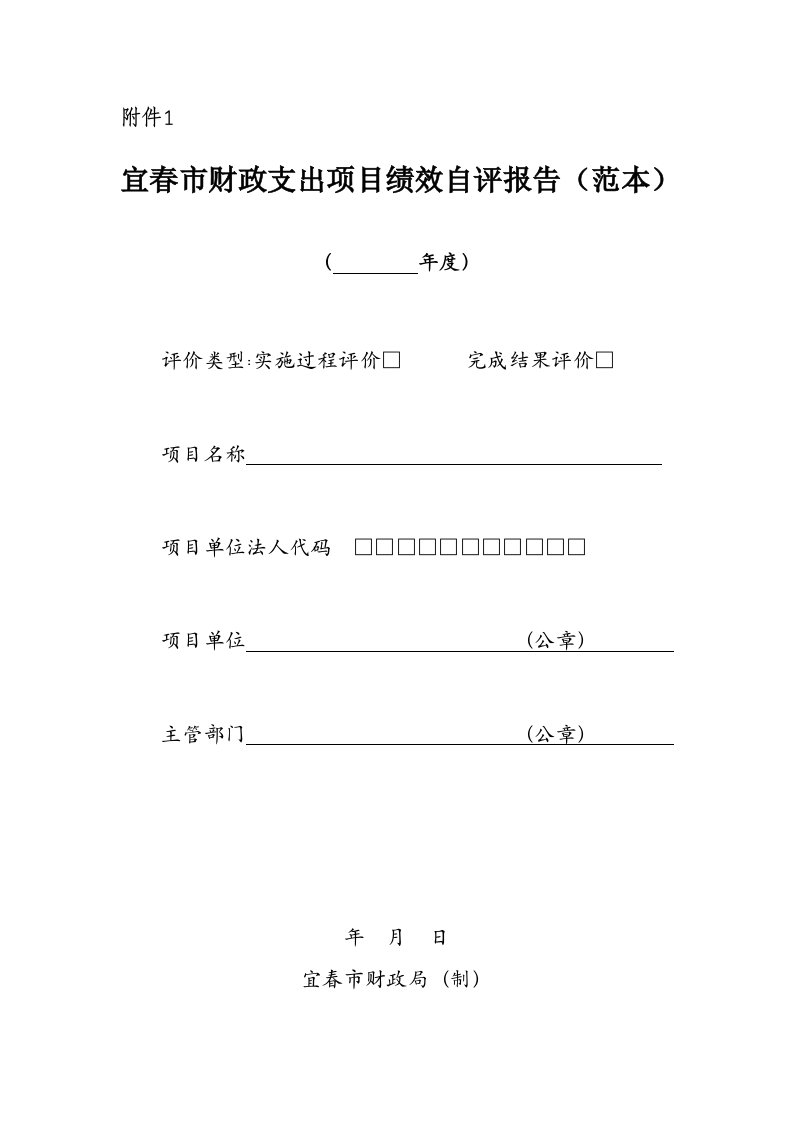 精选宜春市财政支出项目绩效自评报告范本