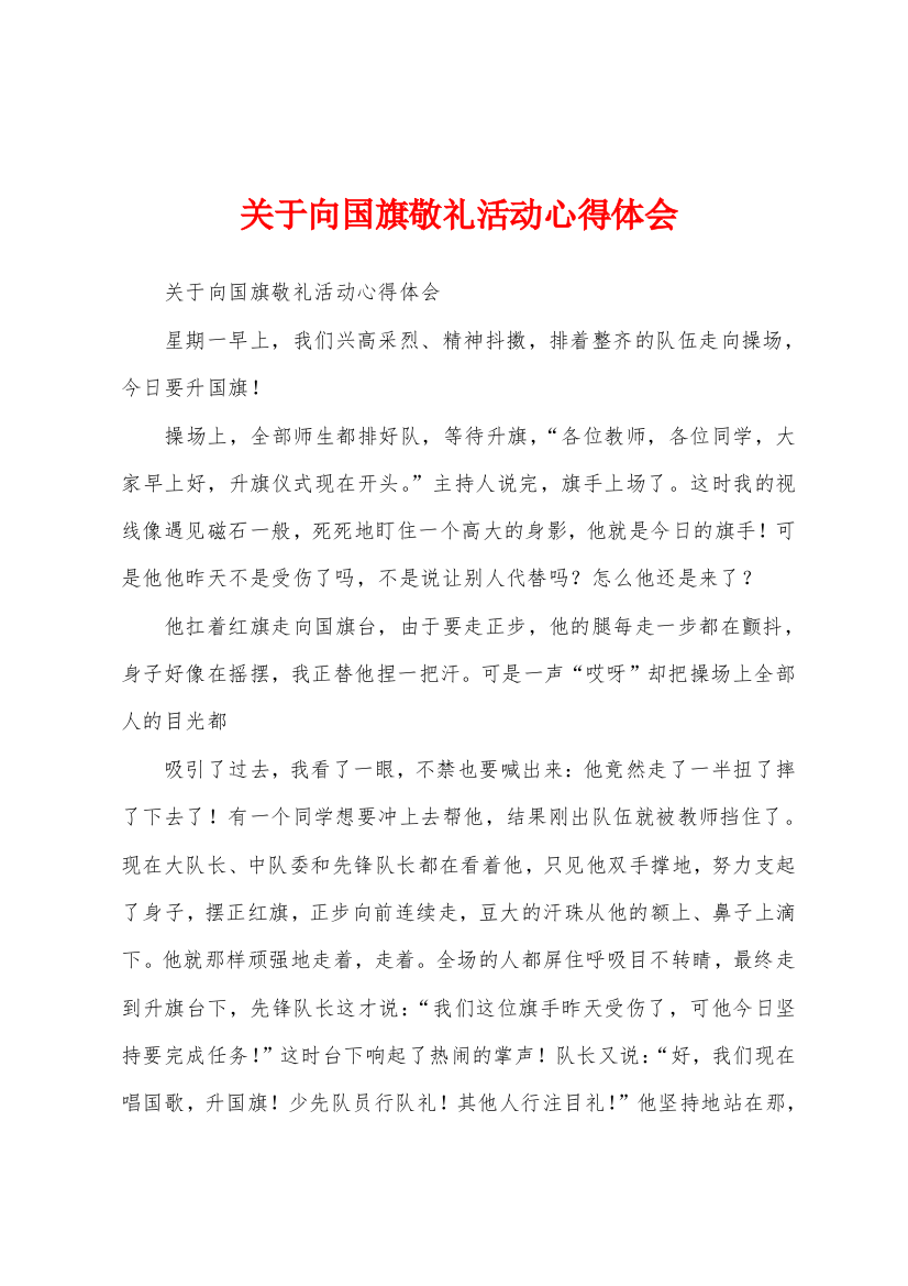 关于向国旗敬礼活动心得体会