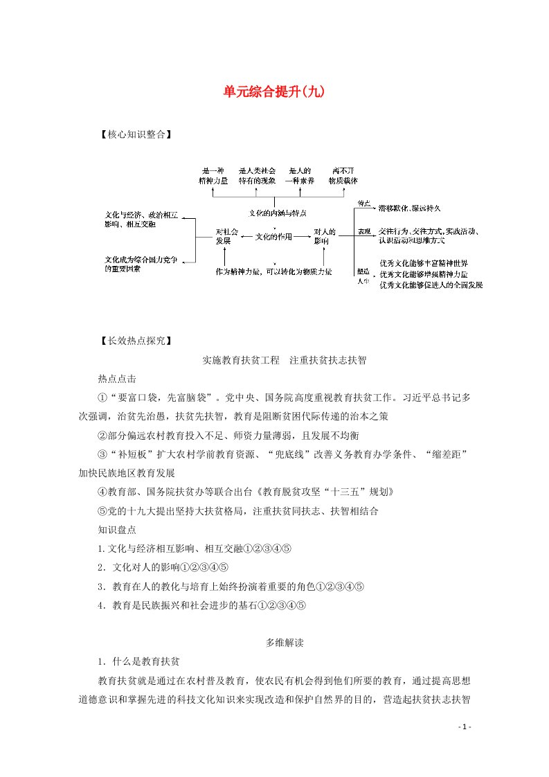 2022届高考政治一轮复习第一单元文化与生活单元综合提升学案新人教版必修320210615281