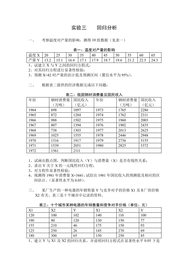 实验三回归分析