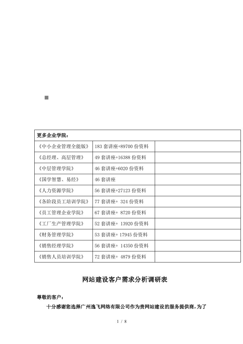 网站建设客户需求分析调研