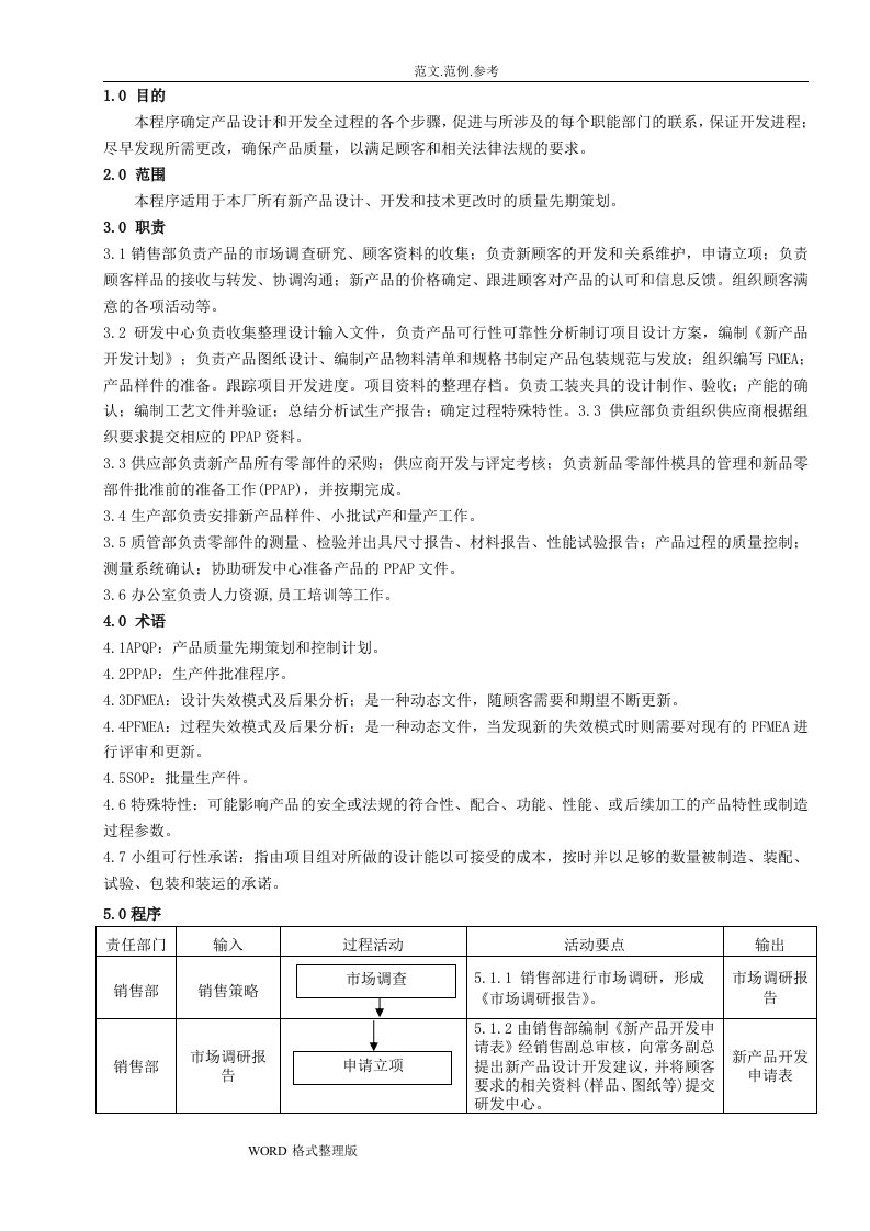 9.iatf16949产品质量先期策划控制程序文件